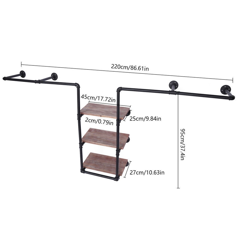 Clothing Rack Rustic Garment Hanging Industrial Pipe For Clothing Retail Store