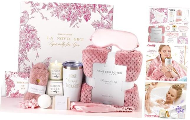 Valentines Day Gift Basket for Women, Pink Self Care Get Well Soon Gifts,-image