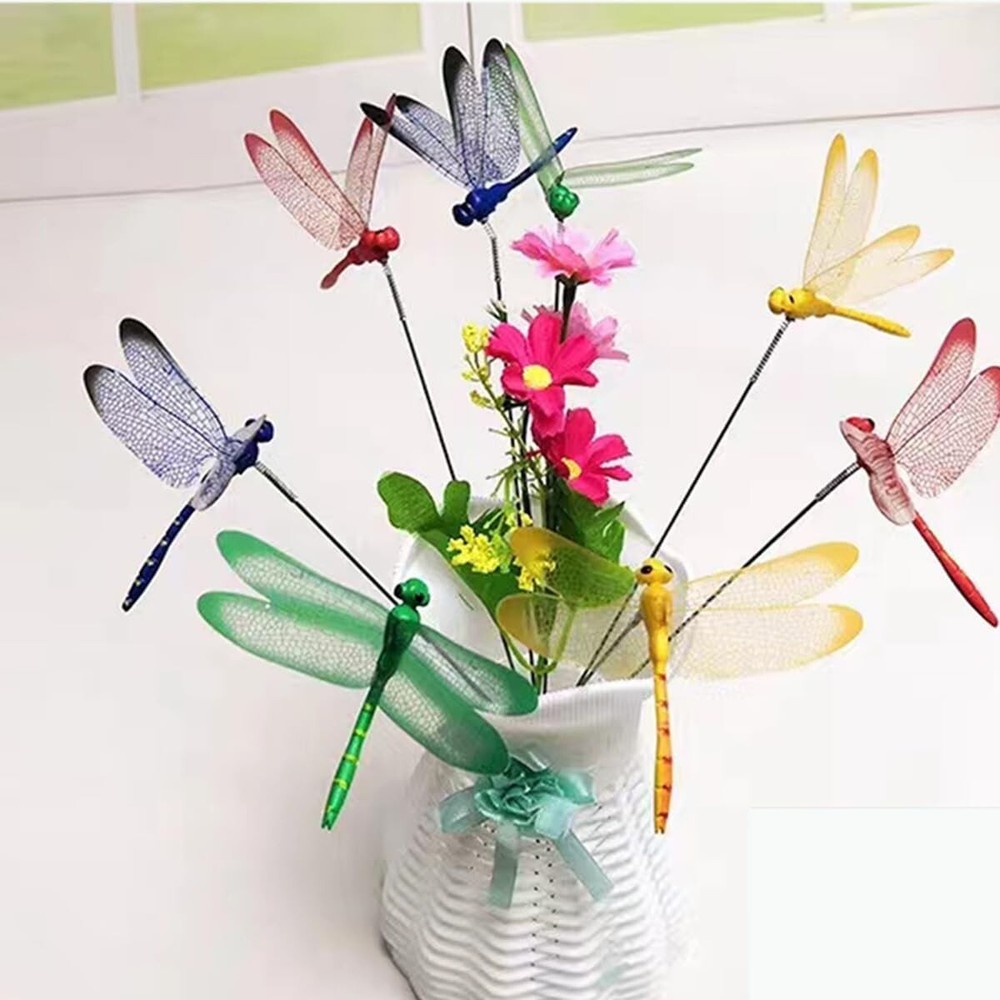 3D Dragonfly Garden Stakes - 20 Pcs Outdoor Yard and Flower Pot Decor