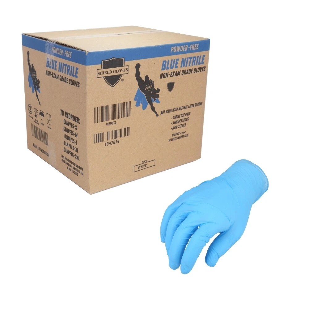 48,000 Blue Nitrile Industrial Cleaning Gloves 5 Mil Powder-Free Bulk Pack  