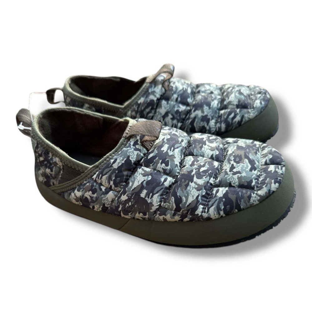 North Face Slippers Big Boys 6 Traction Puffer Camo Camouflage Army