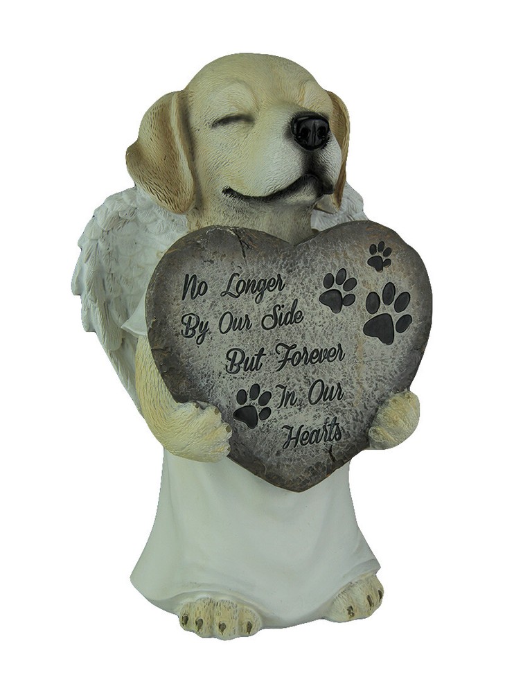 Scratch & Dent Angel Dog Holding Heart Loving Message Statue