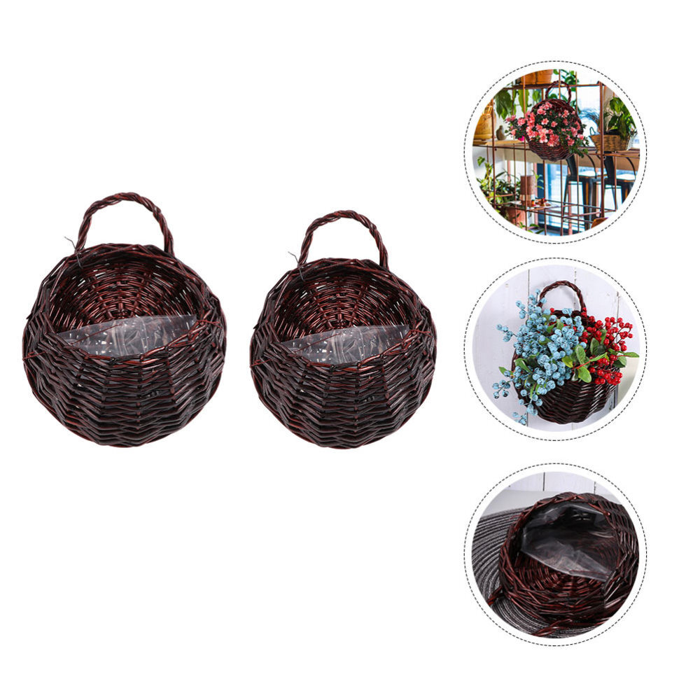2 Pcs Flowerpot Adornment Hanging Basket Indoor Plants Storage Baskets