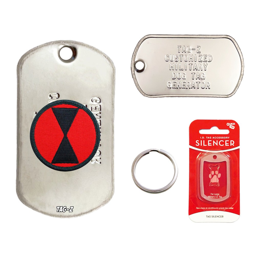 7a PARCHE DE DIVISIÓN DE INFANTERÍA - ETIQUETA DE MASCOTA EN RELIEVE PERSONALIZADA - MILITAR - ETIQUETA Z