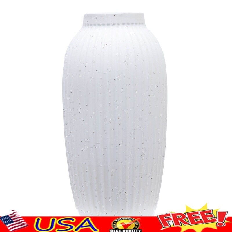 Indoor Speckled Ribbed Ceramic Vase Decorative Accent Flowers/Stems Home Decor