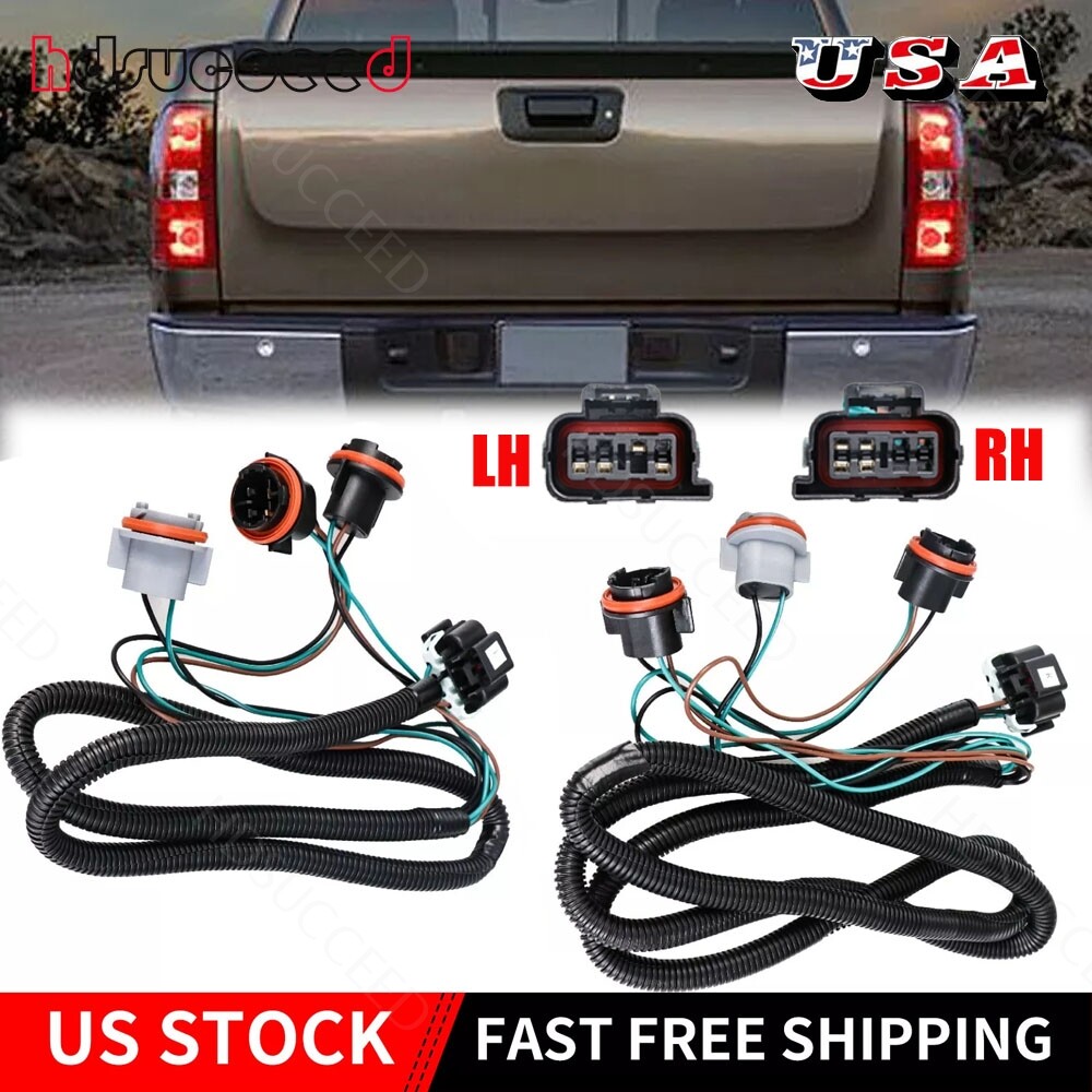 2007-2014 Chevy GMC Truck Tail Light Wiring Harness Pair LH RH
