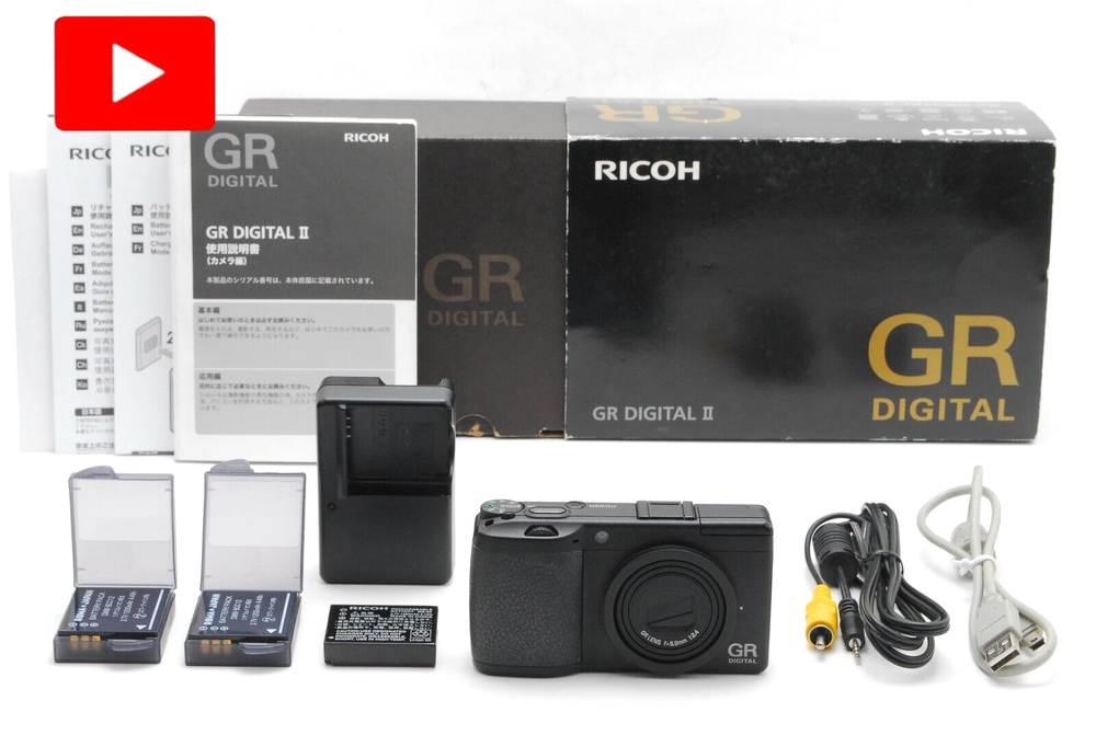 ⏯[Near Mint with BOX] RICOH GR DIGITAL II 10.1MP Digital Camera Black From JAPAN