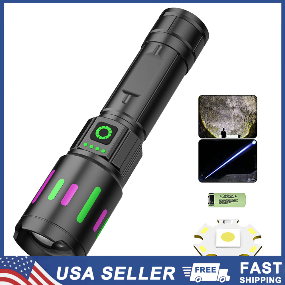 Super Bright LED Tactical Flashlight Rechargeable Work Light w/ Holster