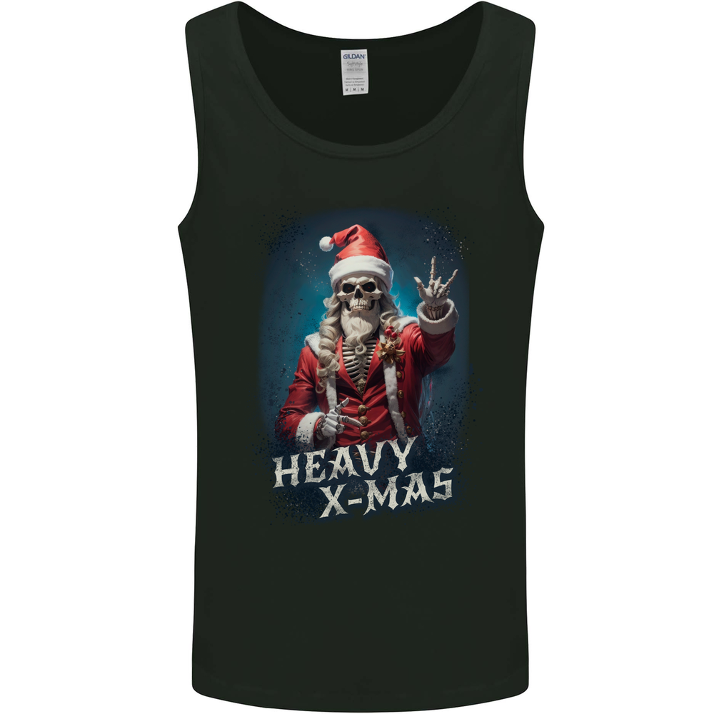 Heavy Christmas Rock n Roll Xmas Skull Metal Mens Vest Tank Top
