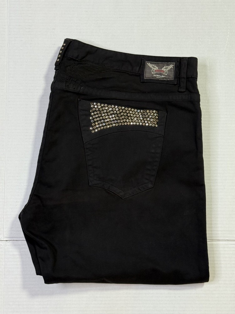 New Men’s Robin’s Jean SZ 44 Style #SP5471 MARLON Black Swarovski Crystals