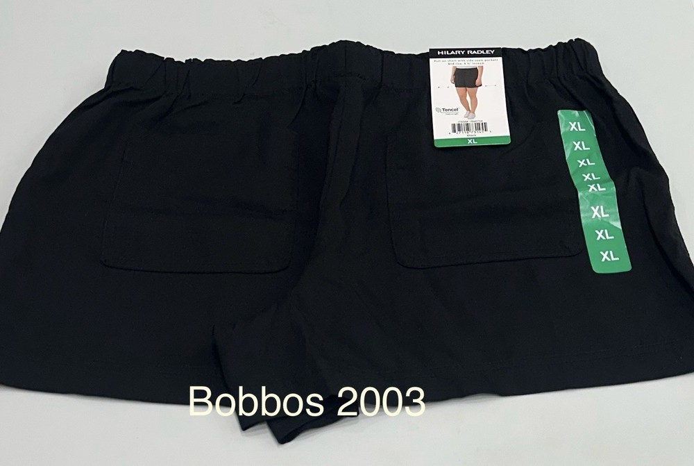 Hilary Radley Women's Pull-On with Side Seam Pockets Shorts, Black, Size XL