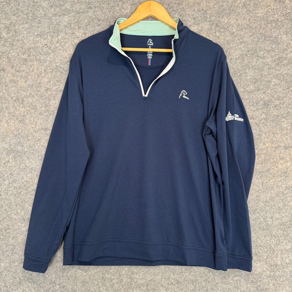 Rhoback Performance Q-Zip Pullover Mens Large Golf Team McCarthy Navy Sweatshirt