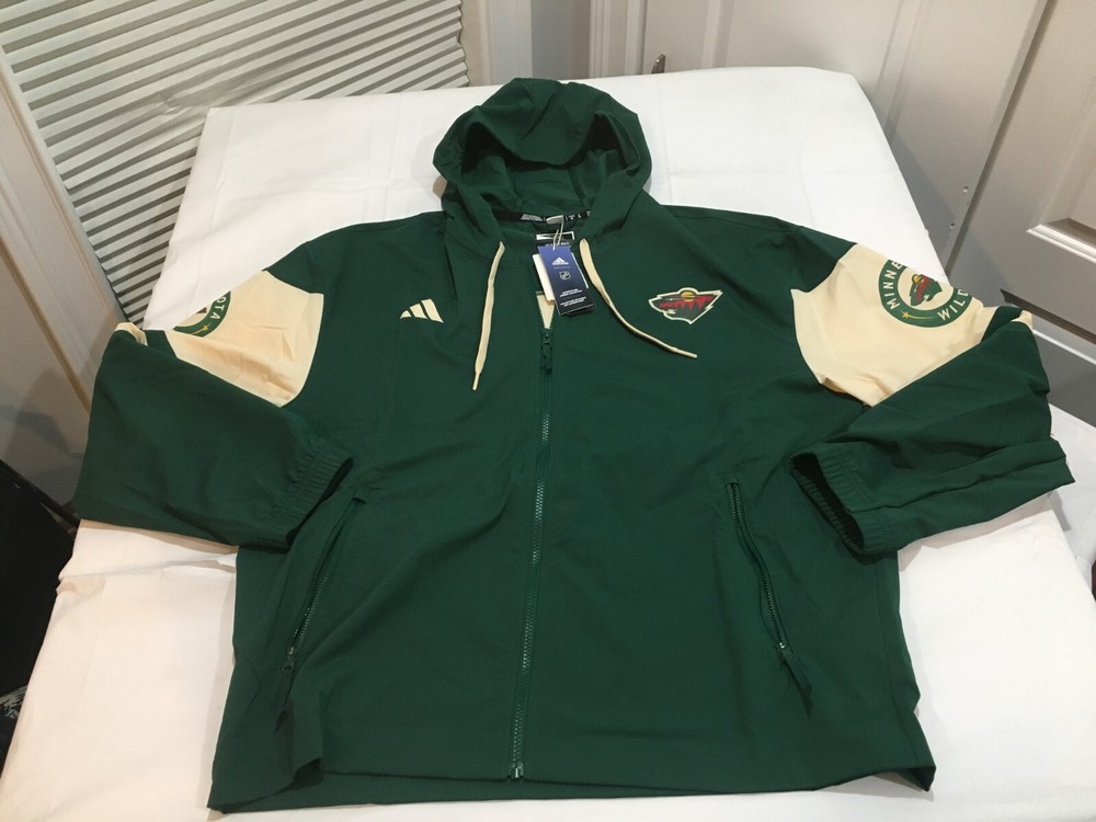 NWT $100.00 Adidas Mens Minnesota Wild NHL Layering Jacket Green Size XL