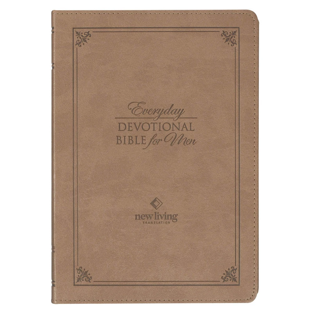 NLT Men’s Everyday Devotional Bible in Vegan Leather Tan by Christian Art Gifts 2024