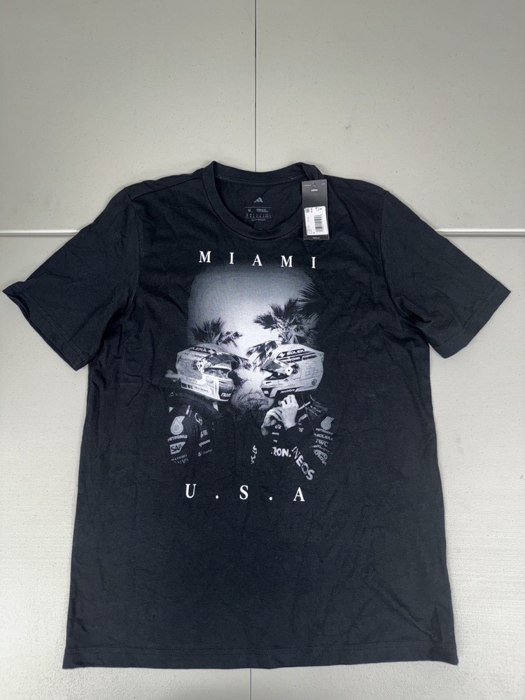 Adidas Men's F1 Mercedes Miami Drivers Graphic T-Shirt NWT $35 Pick Size Black
