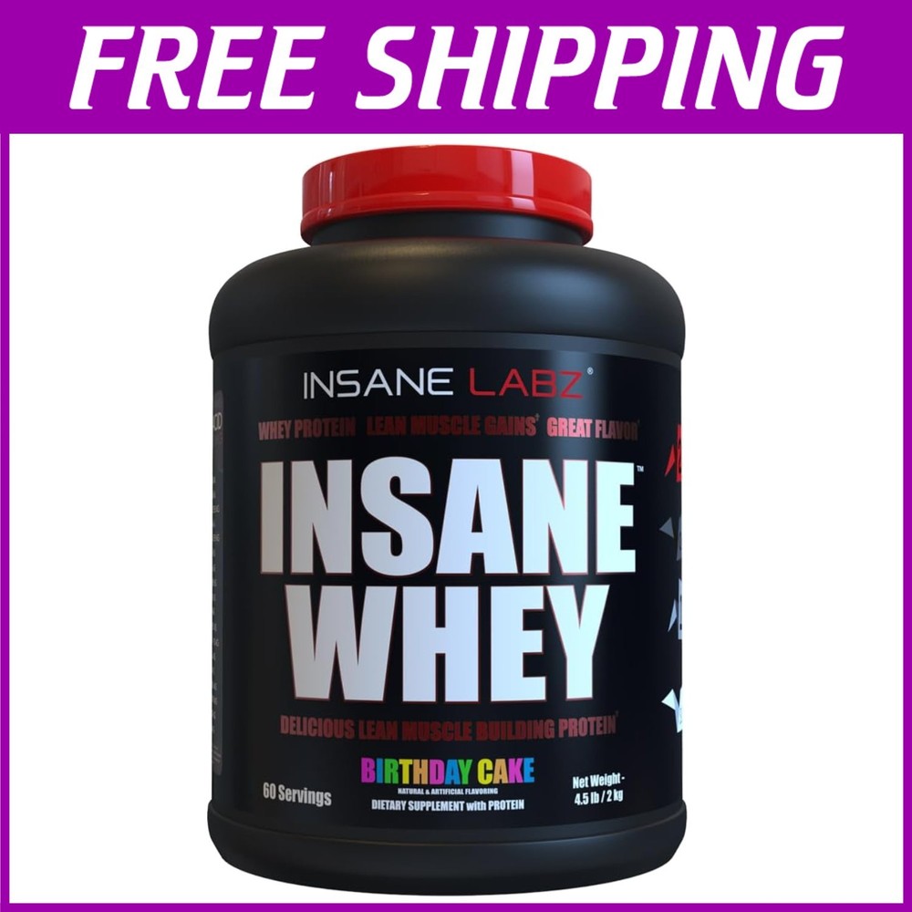 Lean Muscle Whey Protein - 5lbs with BCAA, WADA Approved, Birthday Cake Flavor