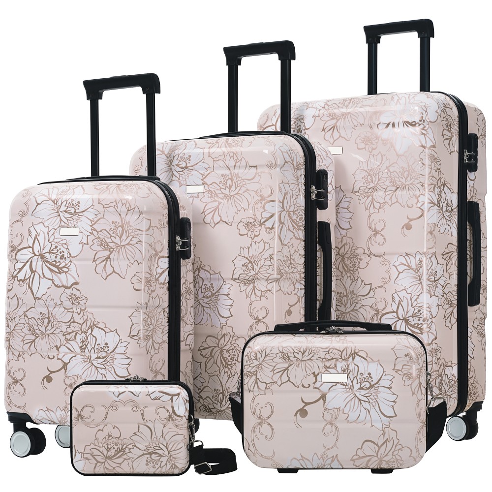 Luggage Sets New Model PC+ABS 5pcs Hardside Lightweight Durable Suitcase