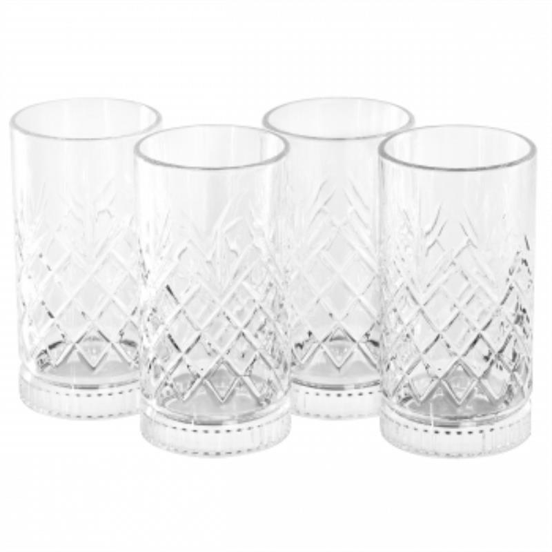 Gibson Home 4 Piece 16 Ounce Diamond Embossed Glass Tumbler Set