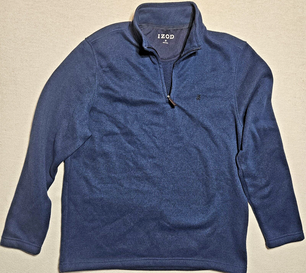 Izod Blue Pullover Sweater Men's Size M Quarter Zip