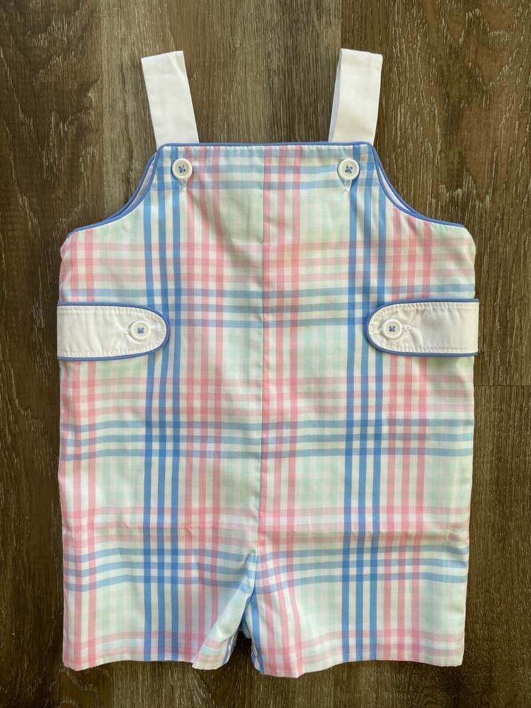 THE BEAUFORT BONNET COMPANY~NWT Pastel Plaid Shortalls~Size 18M-24M~NEW~18-24 mo