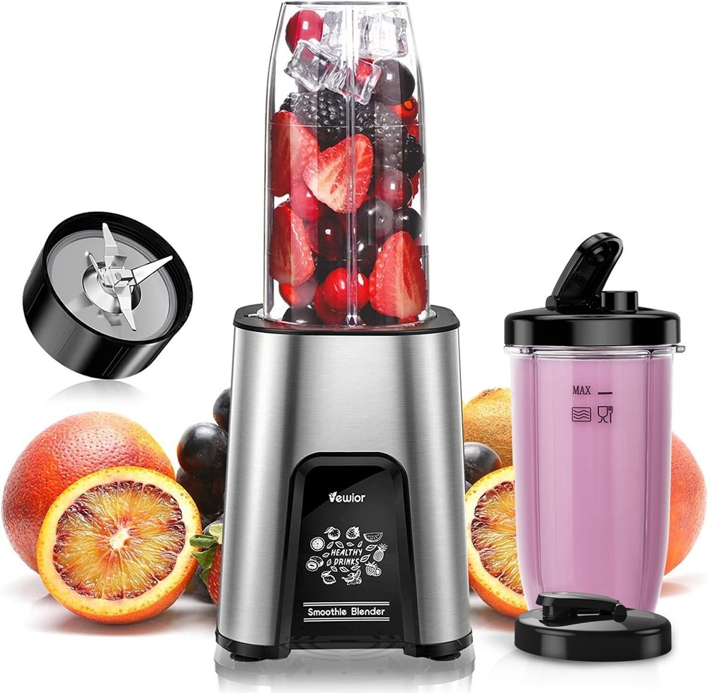 VEWIOR 900W Personal Smoothie Blender 6-Piece Set in Sliver