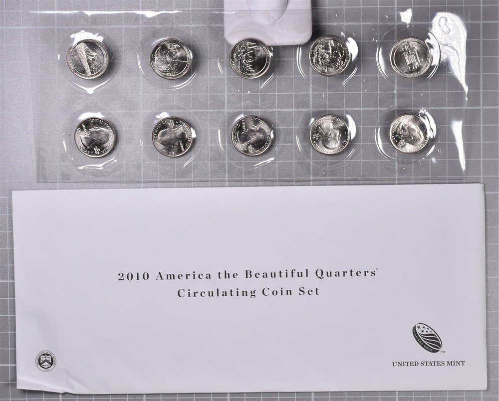 2010-P&D U.S. Mint ATB Washington Quarter - 10 Coin Circulating Coin Set