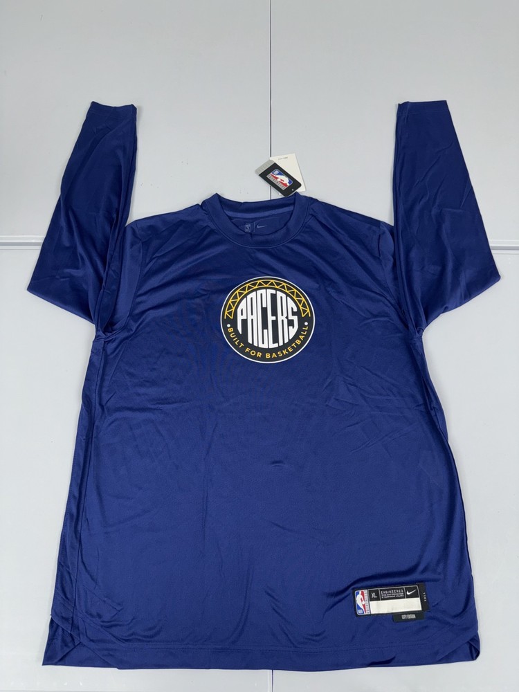 Nike Indiana Pacers NBA Authentics Long Sleeve Shirt Men's Blue Size XL-Tall