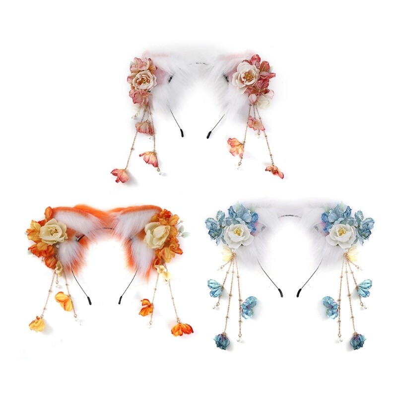 Vintage Chinese Kitten Ear Headband for Easter Parties and Cosplay