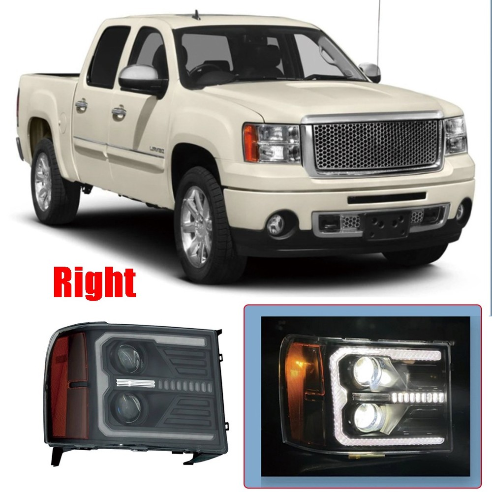 For GMC Sierra 2007-2013 LED Projector Headlights Assembly Upgrade Right Side