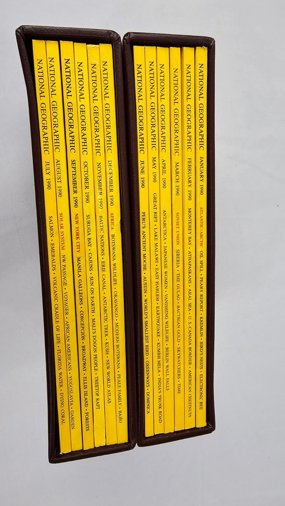 1990 National Geographic Complete 12-Magazine Set with Slipcover January to December