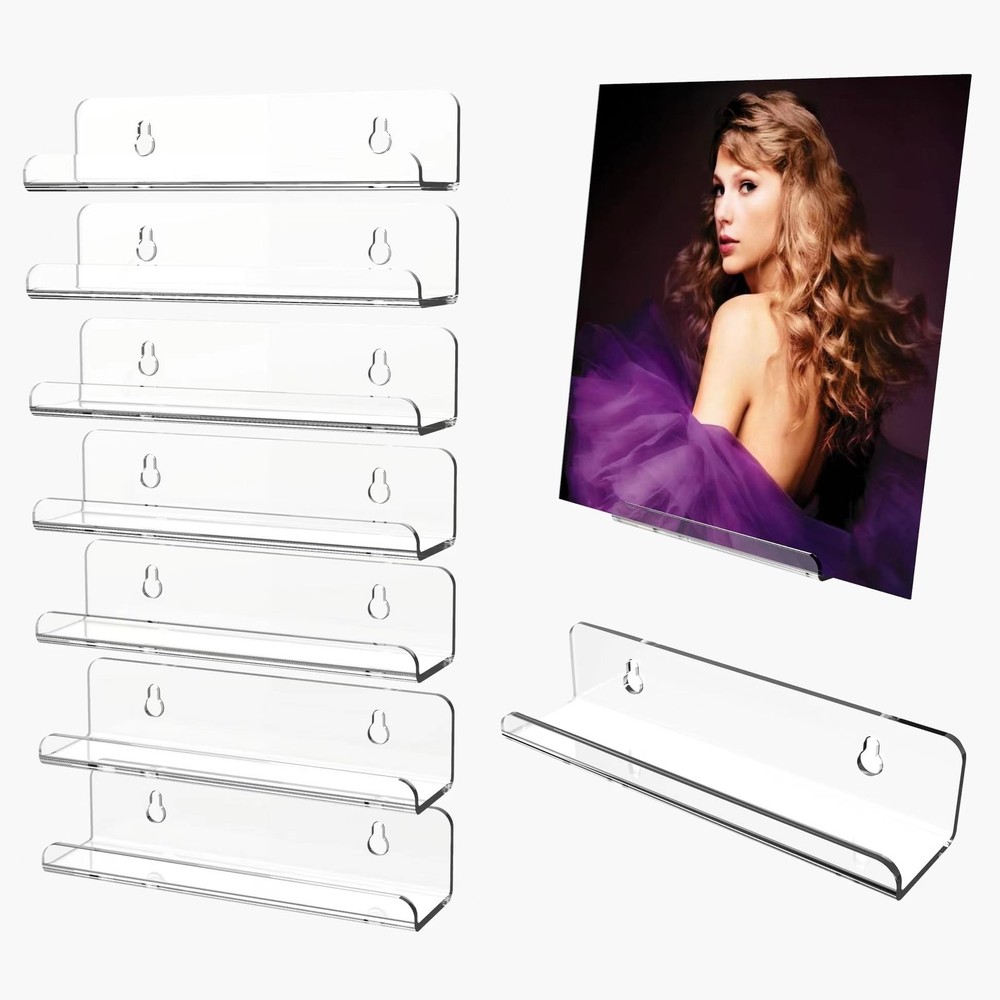 Clear Vinyl Record Shelf Wall Mount 8 Pack 7 Inch, Acrylic Vinyl Album Holder...