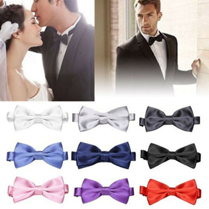 Mens Adjustable Bow Tie for Wedding Party Tuxedo in Solid Color