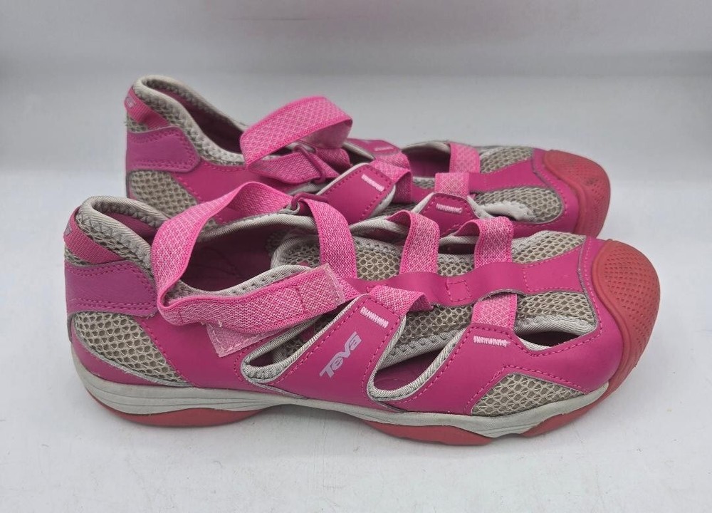 Women's Teva Jansen  Water Shoes Toe Cap Pink Gray Leather Hiking Play Size 7