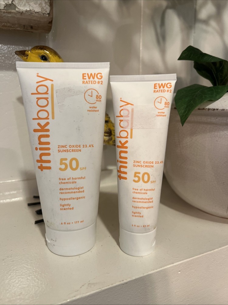 Thinkbaby SPF 50 Mineral Sunscreen Lightly Scented 6oz & 3oz Travel Size