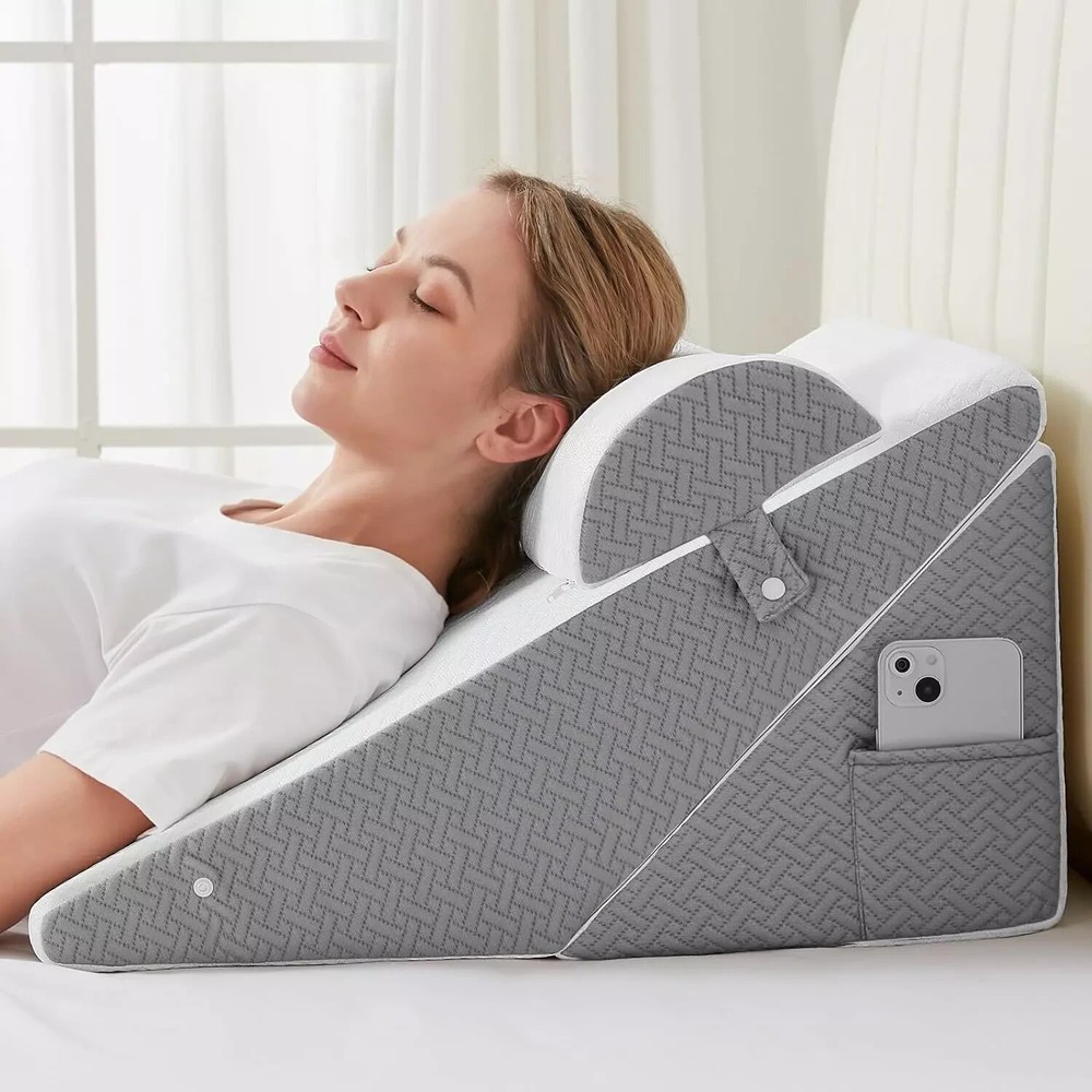 Adjustable Wedge Pillow Set for Headboard Support & Orthopedic Comfort