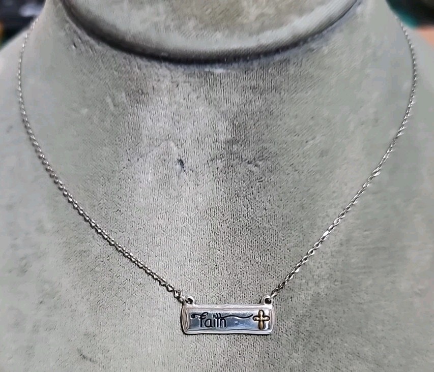 Brighten Micro Mini Faith Cross Two-Tone Adjustable 15-18 Inch Necklace