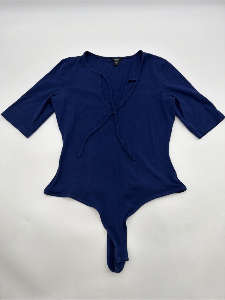 Guess Los Angeles Body Suit One Piece Women S Blue V-Neck.#43611