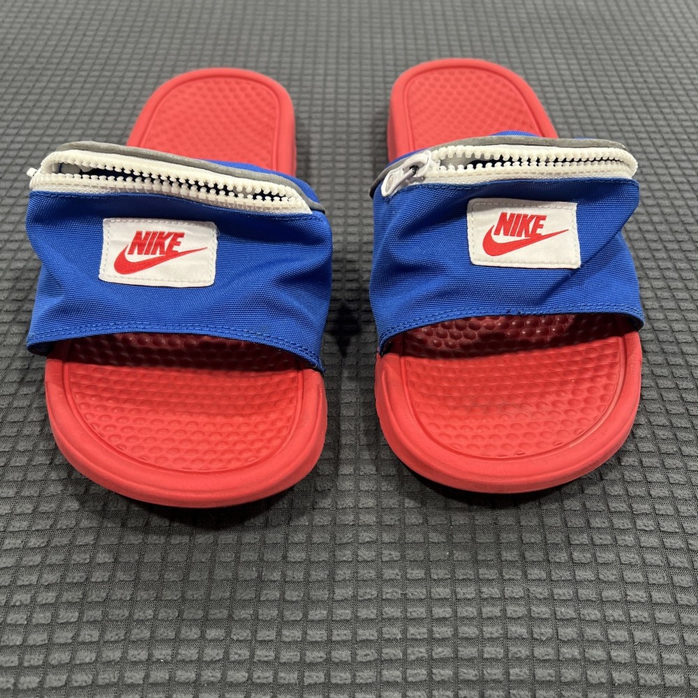Nike Sandals Mens Fanny Pack Bright Crimson Blue Red Sliders AO1037-601 Size 10