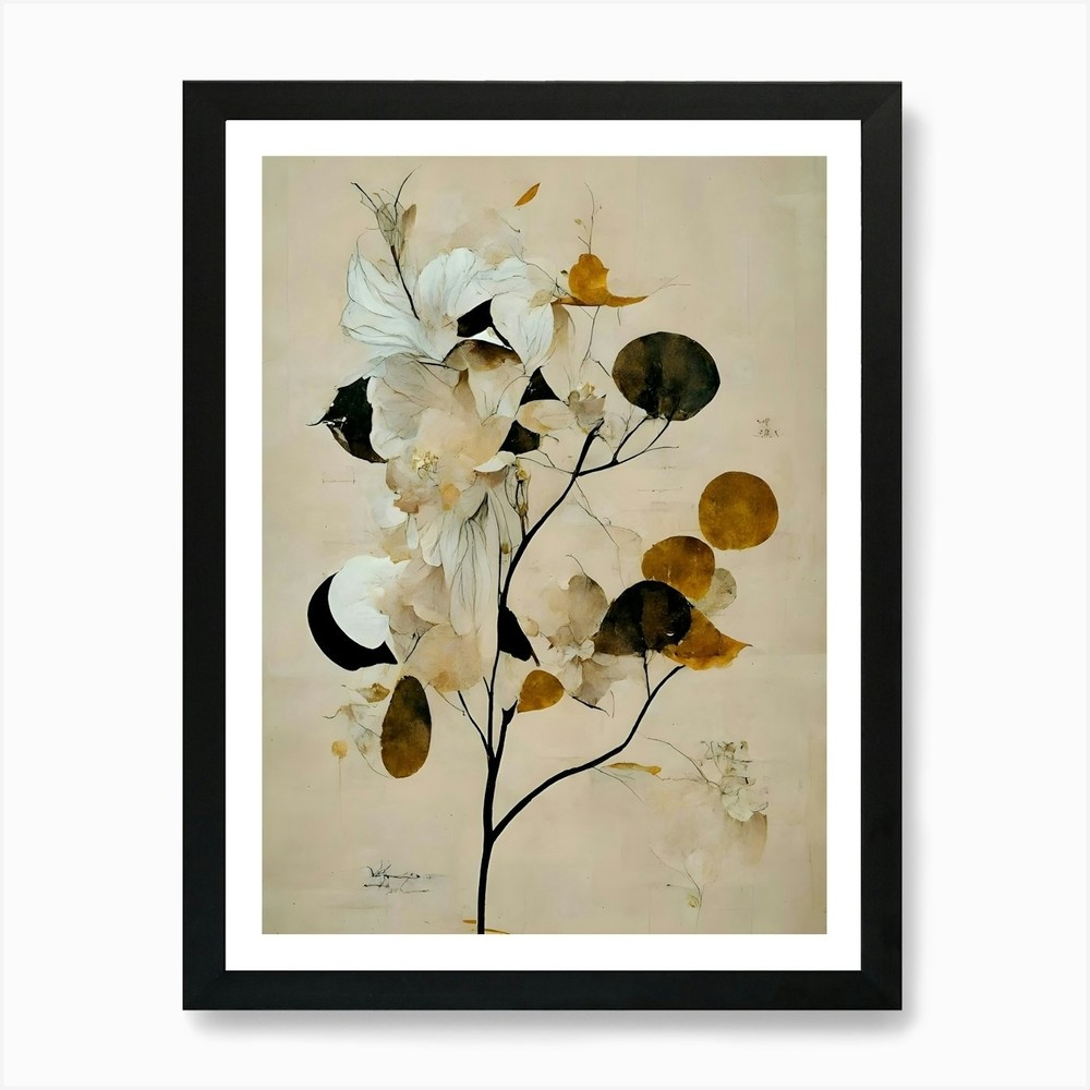 Framed Floral Tree Art Print Canvas Wall Decor Picture  
