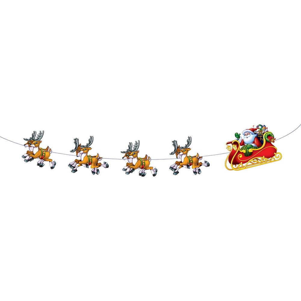 Beistle Santa and Sleigh Streamer - Party Decoration for Christmas / Winter