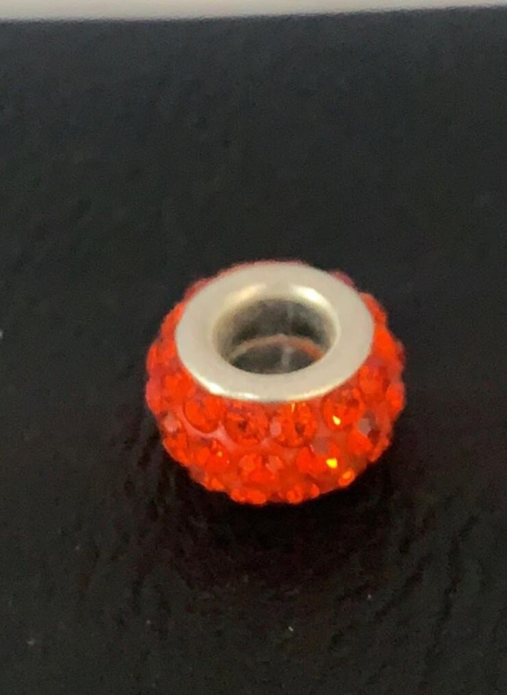 Red Crystal Pandora-Style Alloy Spacer Bead Charm for Jewelry Making