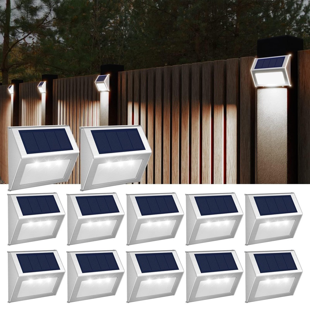 12-Pack Solar Fence Lights for Outdoor Deck Lighting Powered by Solar Energy