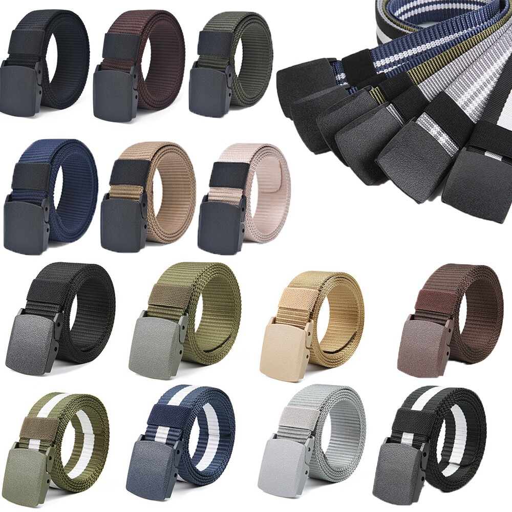 Mens Tactical Military Outdoor Combat Nylon Canvas Belt Buckle Strap Waistband ~