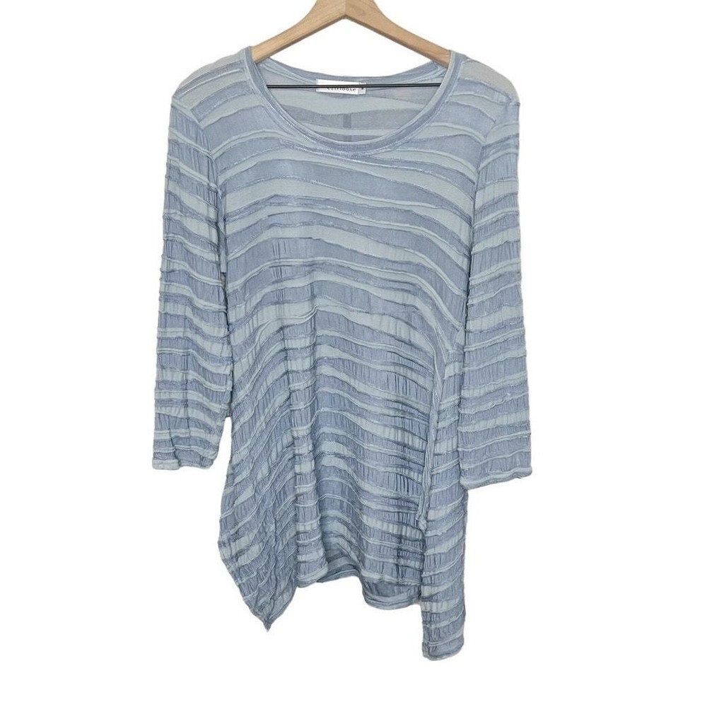 CUT LOOSE Lagenlook Women's Medium Textured Knit Swing Tunic Top Periwinkle Blue