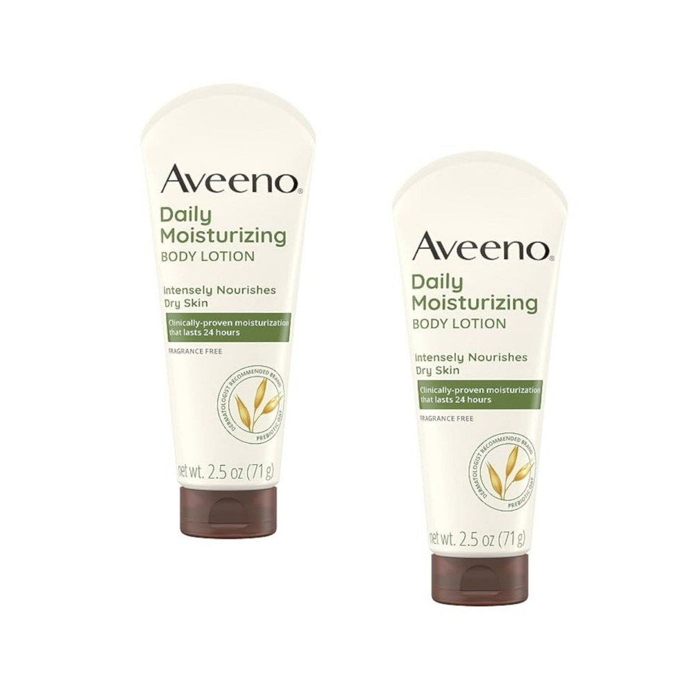 Aveeno Daily Moisturizing Lotion with Oat for Dry Skin, 2.5oz 2-Pack, Unisex
