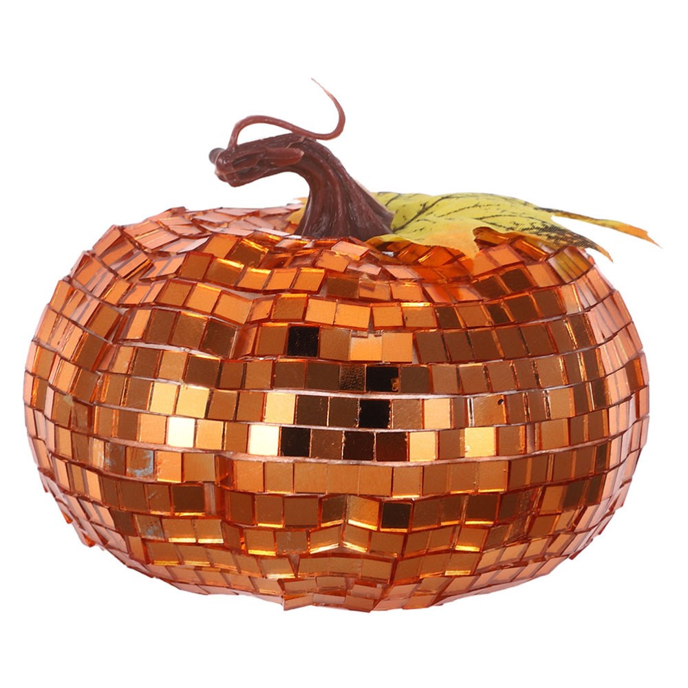Disco Pumpkin Ornaments - Glitter Artificial Craft Pumpkins for Centerpiece and Home Decor