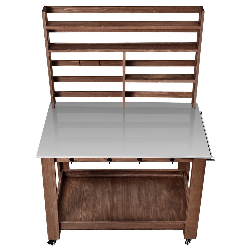 Uimoso Outdoor Gardening Workstation with Stainless Steel Tabletop