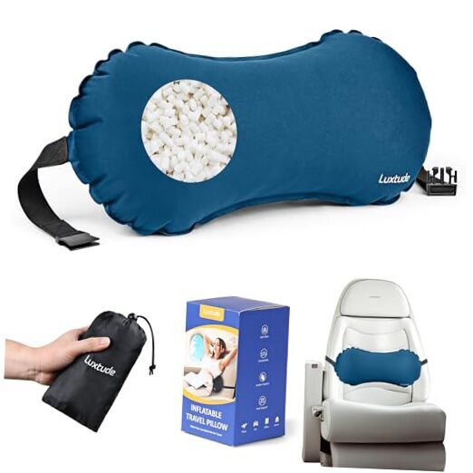 Inflatable Lumbar Pillow for Airplane Travel, Lumbar Support Pillow for Blue