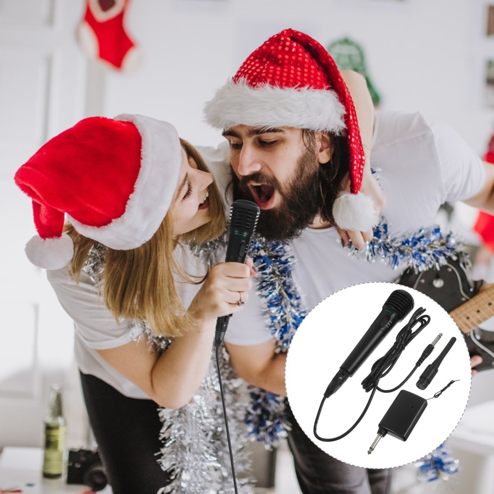 Portable Wired and Wireless Karaoke Microphone System for Singing