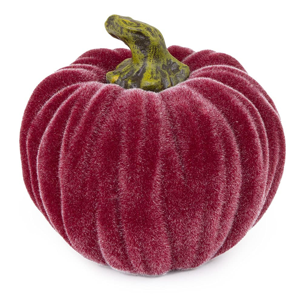 Decorative Tabletop Velvet Pumpkin, 3 x 3-Inches, Burgundy